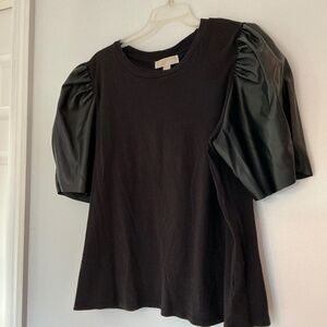 Michael Kors Jersey with Vegan Leather Sleeve